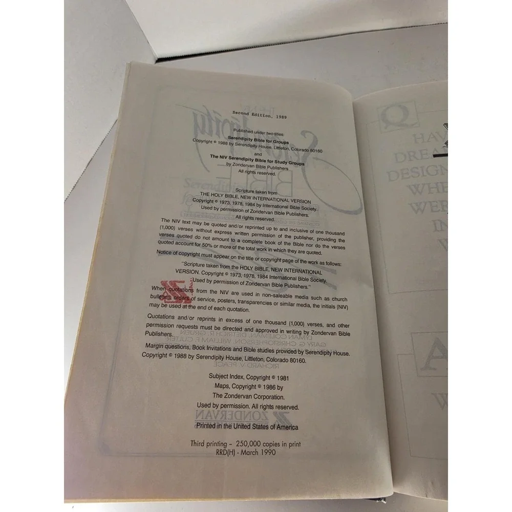 NIV Serendipity Bible for Study Groups Hardcover 1990 Zondervan 2nd Edition